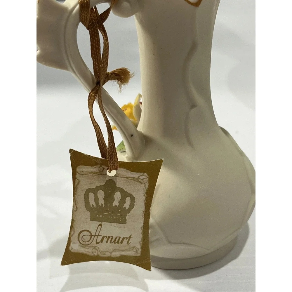 Vintage Lenox Bud Vase and Arnart Miniature Porcelain Pitcher Set Ivory Floral